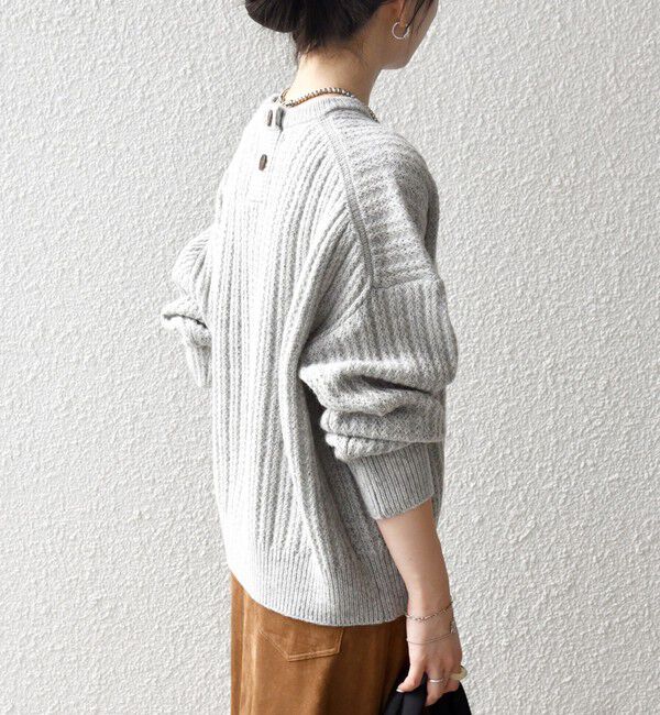 SHIPS any「SHIPS any: リブ タック編み クルーネック ボタン ニット プルオーバー」|ニット・セーター|