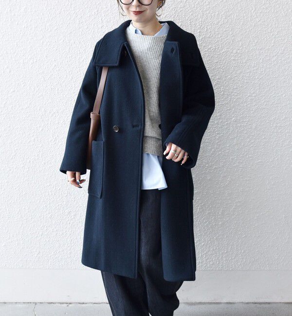 SHIPS any「SHIPS any: PURE WOOL スタンド ＆ ビッグカラー コート」|その他|ネイビー