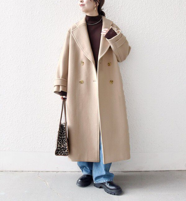 SHIPS any「【WEB限定】SHIPS any: PURE WOOL ロング テーラード コート」|チェスターコート|ベージュ