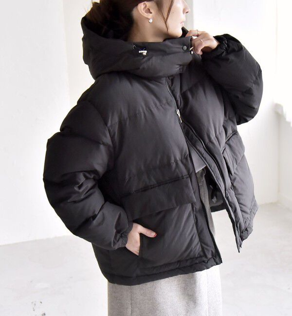 quaranciel「quaranciel: フーディー & ハイネック 2way ショート ダウン ジャケット」|ダウン|