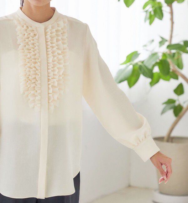 SHIPS for women「〈洗濯機可能〉ポリエステル カルゼ フリル ブラウス」|シャツ・ブラウス|