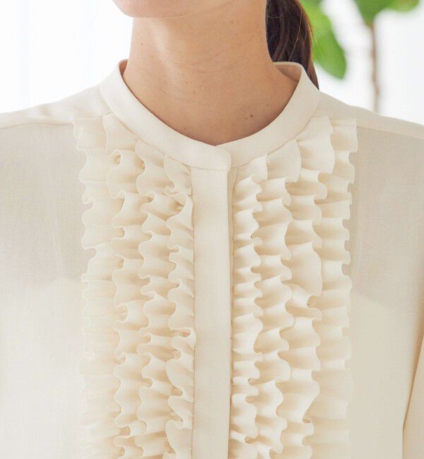 SHIPS for women「〈洗濯機可能〉ポリエステル カルゼ フリル ブラウス」|シャツ・ブラウス|