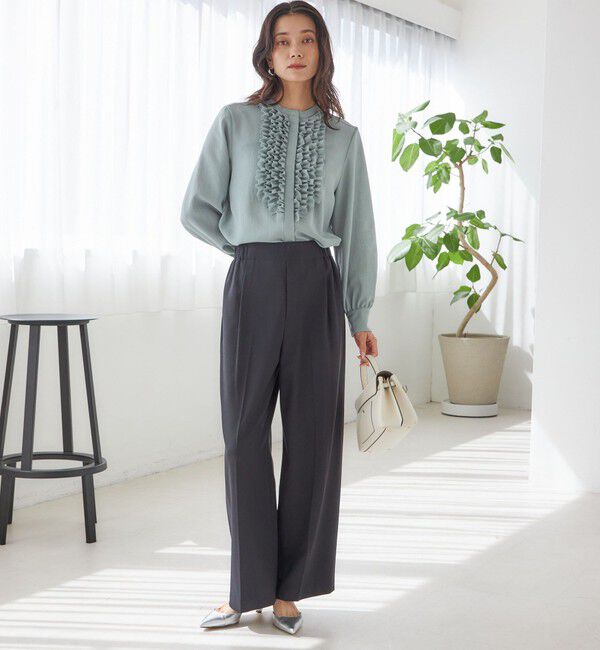 SHIPS for women「〈洗濯機可能〉ポリエステル カルゼ フリル ブラウス」|シャツ・ブラウス|