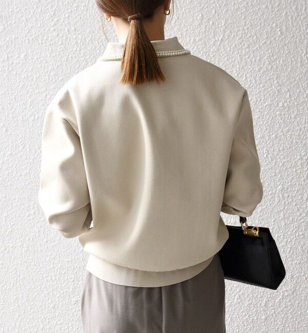 SHIPS any「SHIPS any:〈手洗い可能〉パール モチーフ 襟付き スキッパー ニット プルオーバー」|ニット・セーター|