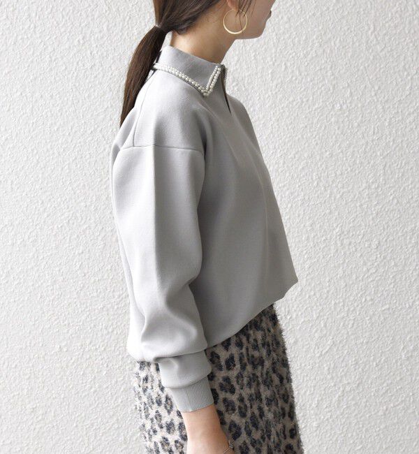 SHIPS any「SHIPS any:〈手洗い可能〉パール モチーフ 襟付き スキッパー ニット プルオーバー」|ニット・セーター|