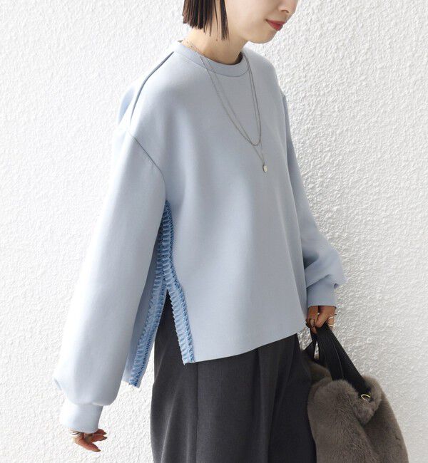 SHIPS for women「【WEB限定】〈手洗い可能〉サイド スリット フリル ダンボール カットソー」|Tシャツ・カットソー|