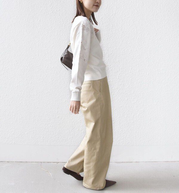 SHIPS for women「【WEB限定】〈手洗い可能〉ショルダー レース コンビ ニット プルオーバー」|ニット・セーター|