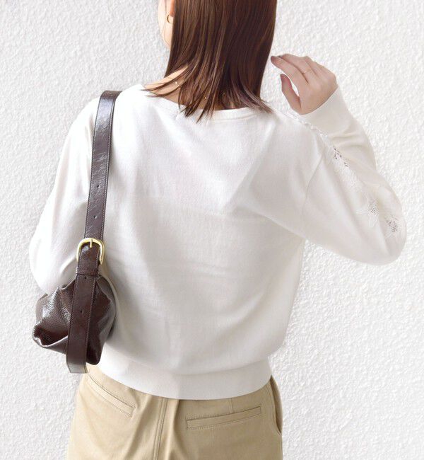 SHIPS for women「【WEB限定】〈手洗い可能〉ショルダー レース コンビ ニット プルオーバー」|ニット・セーター|