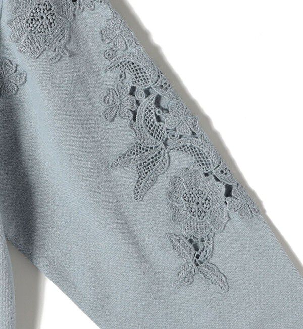 SHIPS for women「【WEB限定】〈手洗い可能〉ショルダー レース コンビ ニット プルオーバー」|ニット・セーター|
