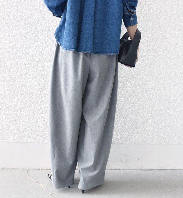 SHIPS for women「《一部追加予約》〈手洗い可能〉トロ ピン ストライプ ウエスト ギャザー パンツ」|その他|