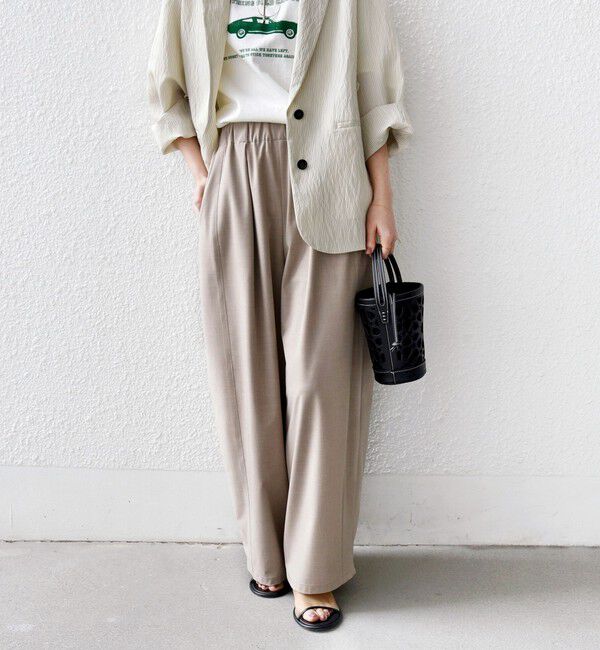 SHIPS for women「《一部追加予約》〈手洗い可能〉トロ ピン ストライプ ウエスト ギャザー パンツ」|その他|