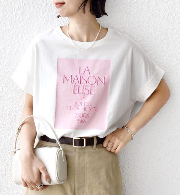 SHIPS for women「《予約》【WEB限定】オーガニック コットン ロゴ フレンチスリーブ TEE」|Tシャツ・カットソー|オフホワイト