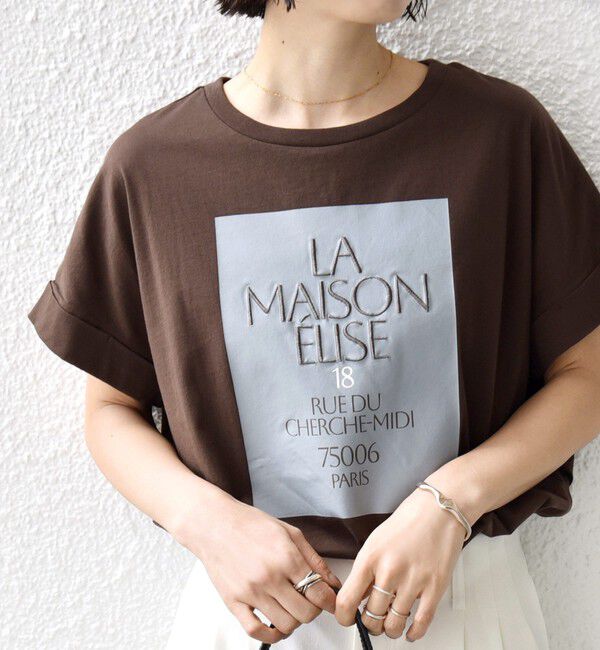 SHIPS for women「《予約》【WEB限定】オーガニック コットン ロゴ フレンチスリーブ TEE」|Tシャツ・カットソー|ブラウン