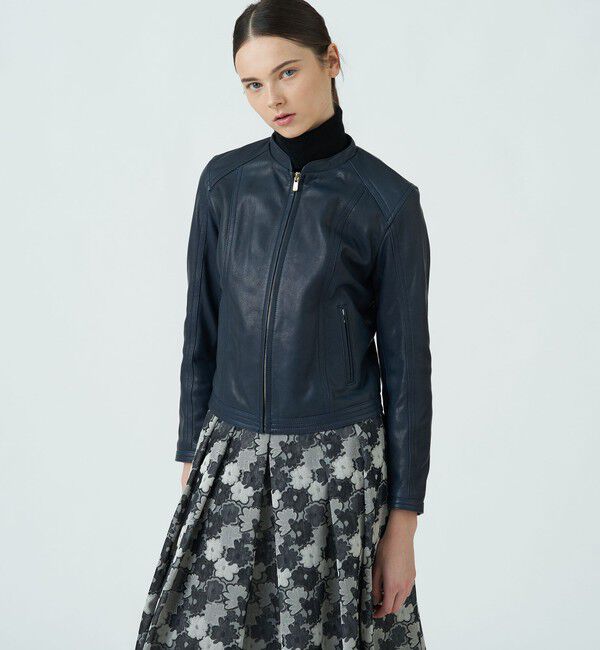 TOMORROWLAND collection「ラムレザー ジップアップブルゾン」|ライダースジャケット|