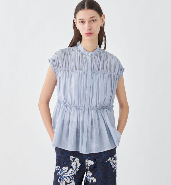 TOMORROWLAND collection「コットンシルク シャーリングペプラムブラウス」|シャツ・ブラウス|