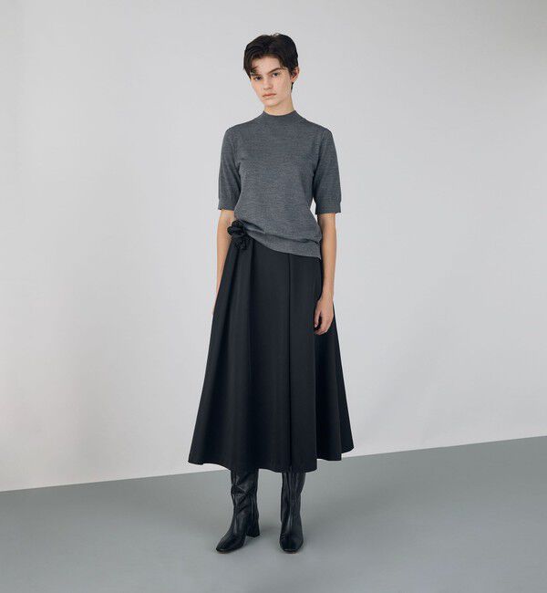 DES PRES「ナイロンハイカウントダブルクロス タックフレアスカート」|フレア|