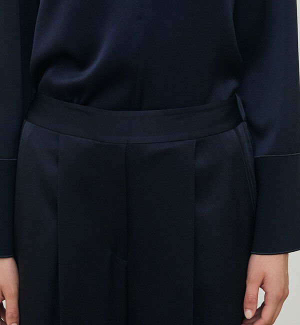 DES PRES「サテンジョーゼット タックワイドパンツ」|スラックス|