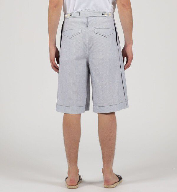 TOMORROWLAND MENS「コットンナイロンストライプ  2プリーツ ベルトレス ショートパンツ」|その他|