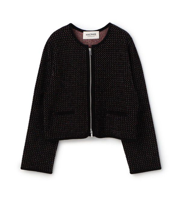 MACPHEE「シェニールジャカード ジップアップカーディガン」|カーディガン|18 ブラック系