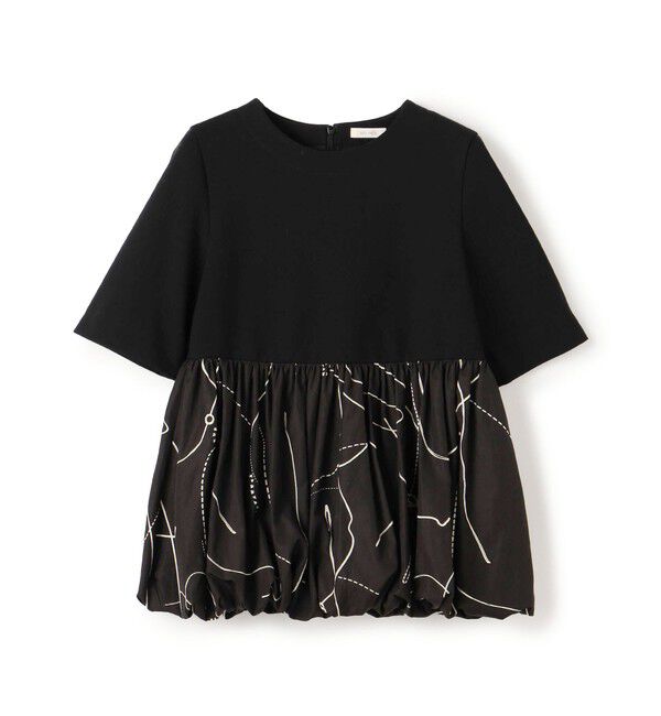 DES PRES「コードステッチプリント コンビバルーンプルオーバー」|シャツ・ブラウス|18 ブラック系