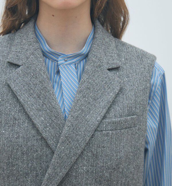 MACPHEE「ネップヘリンボーン ダブルブレストジレ」|ベスト・ジレ|