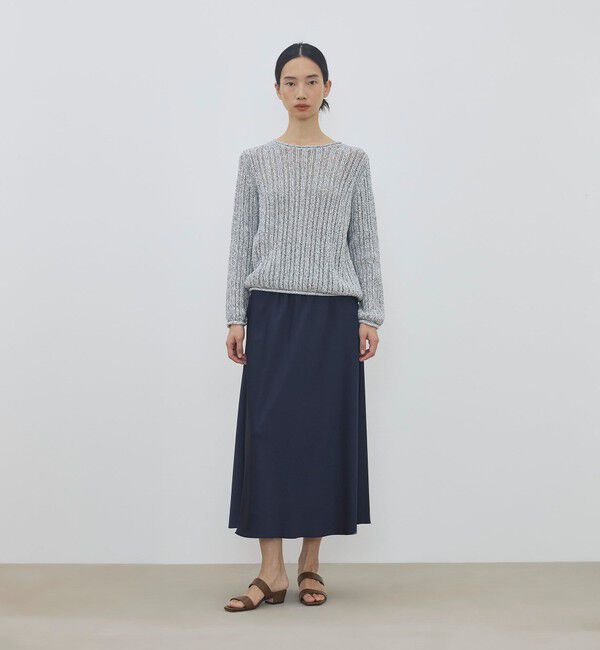 DES PRES「サテンジョーゼット セミマーメイドスカート」|フレア|