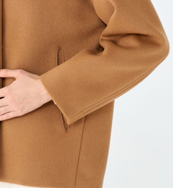 Ballsey「ウールカシミヤビーバー ショートコクーンコート」|ノーカラーコート|