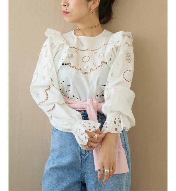 IENA LA BOUCLE「IENA LA BOUCLE カットワークブロードブラウス」|シャツ・ブラウス|