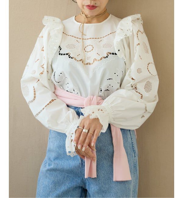 IENA LA BOUCLE「IENA LA BOUCLE カットワークブロードブラウス」|シャツ・ブラウス|