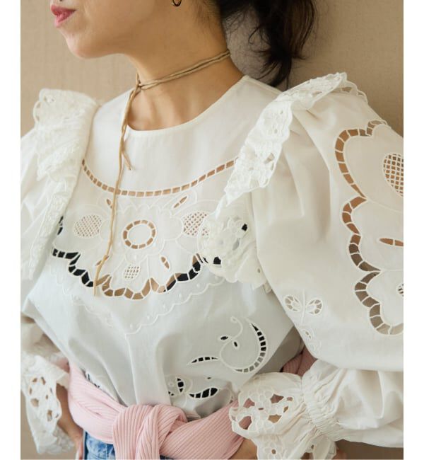 IENA LA BOUCLE「IENA LA BOUCLE カットワークブロードブラウス」|シャツ・ブラウス|