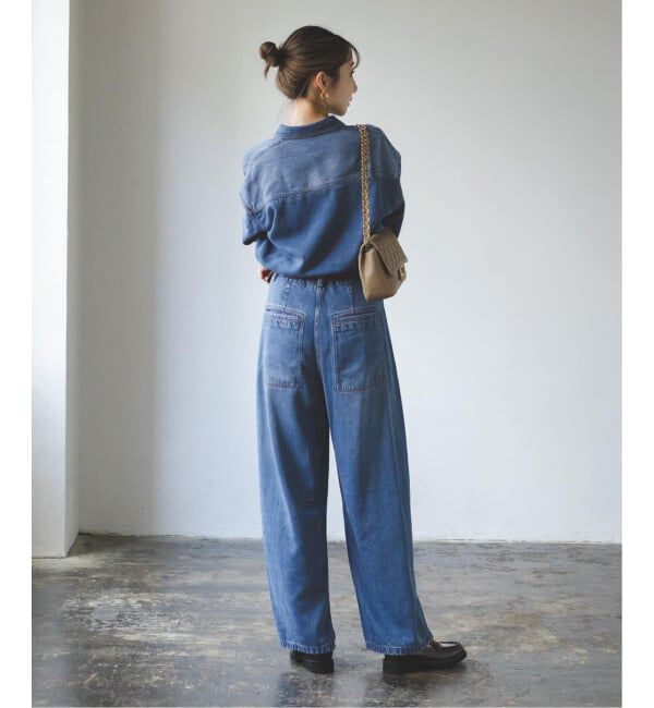 NOBLE「《追加》スージングデニムフォルムタックパンツ」|デニム|