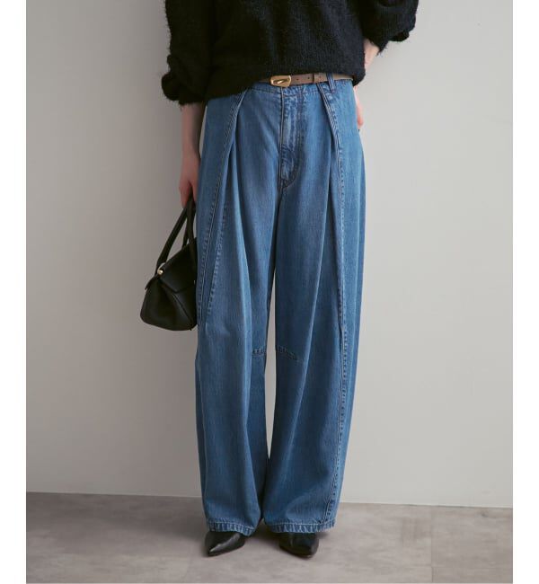 NOBLE「《追加》スージングデニムフォルムタックパンツ」|デニム|