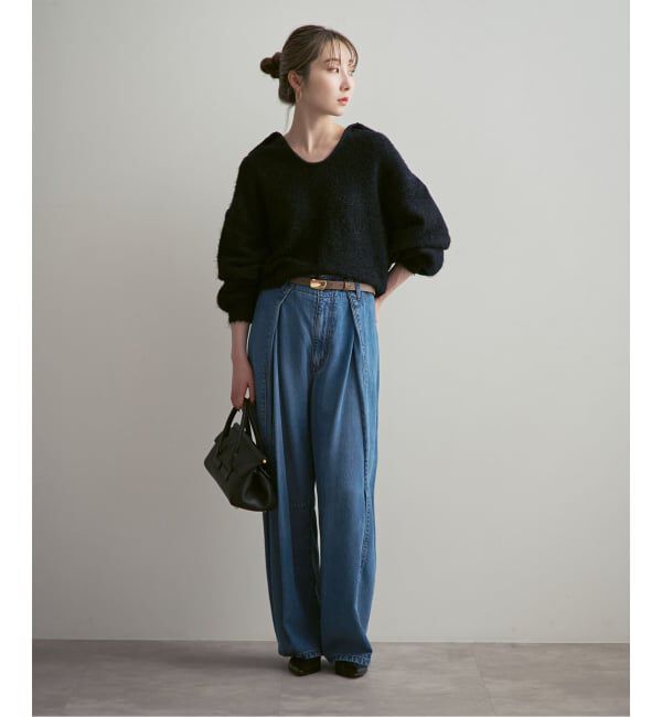 NOBLE「《追加》スージングデニムフォルムタックパンツ」|デニム|