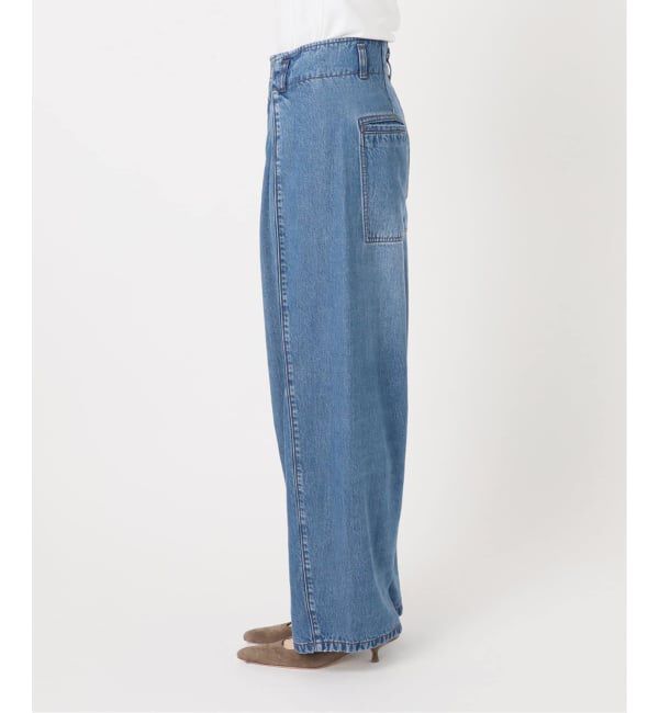 NOBLE「《追加》スージングデニムフォルムタックパンツ」|デニム|