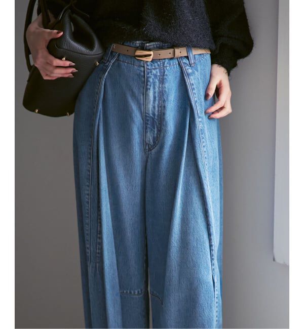 NOBLE「《追加》スージングデニムフォルムタックパンツ」|デニム|