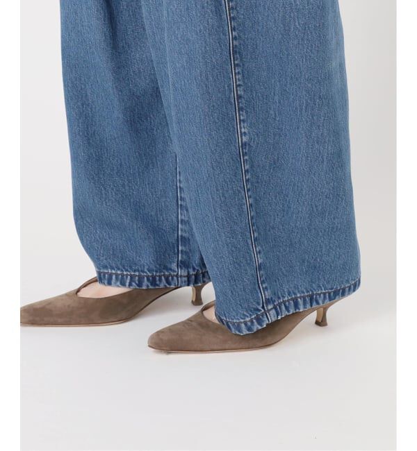 NOBLE「《追加》スージングデニムフォルムタックパンツ」|デニム|