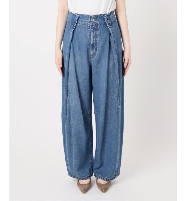 NOBLE「《追加》スージングデニムフォルムタックパンツ」|デニム|