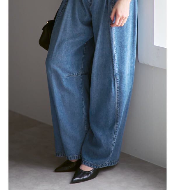 NOBLE「《追加》スージングデニムフォルムタックパンツ」|デニム|