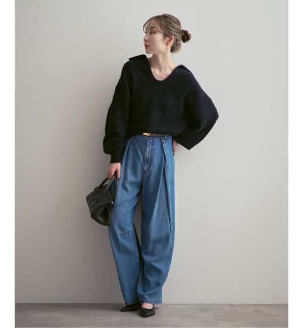 NOBLE「《追加》スージングデニムフォルムタックパンツ」|デニム|
