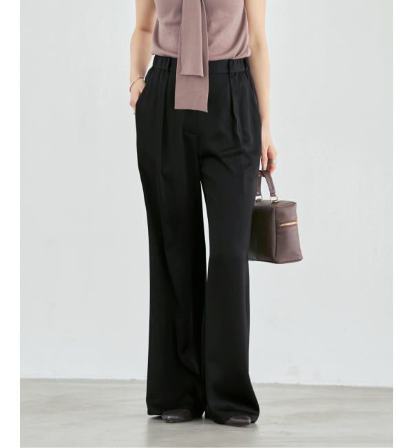 NOBLE「《新色》ルナサテンナローフレアタックパンツ」|スラックス|