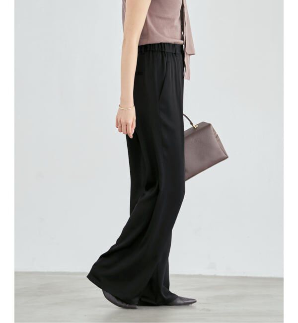 NOBLE「《新色》ルナサテンナローフレアタックパンツ」|スラックス|