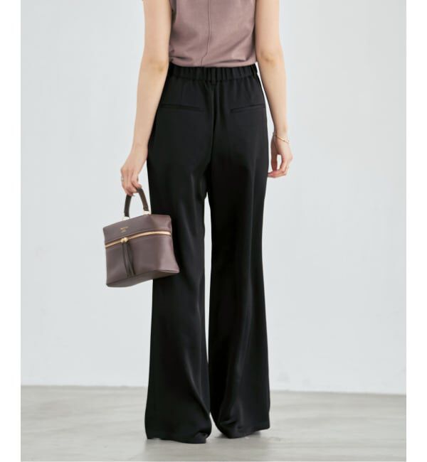 NOBLE「《新色》ルナサテンナローフレアタックパンツ」|スラックス|