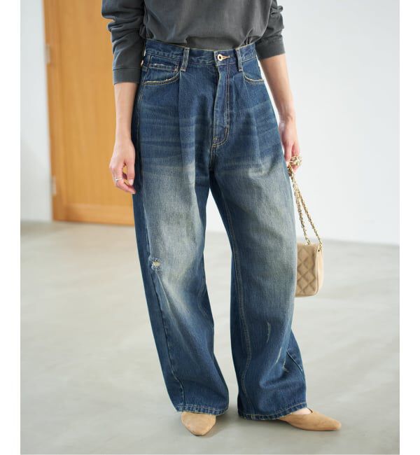Spick and Span「《WEB限定 / 追加2予約》5 1/2 TUCKBARREL DENIM」|デニム|ブルー