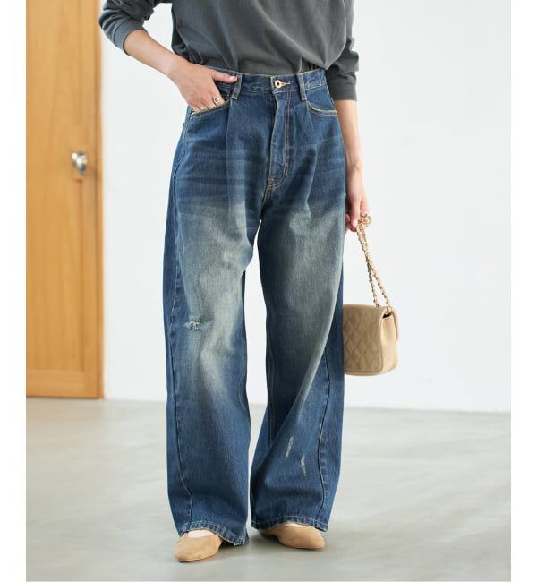 Spick and Span「《WEB限定 / 追加2予約》5 1/2 TUCKBARREL DENIM」|デニム|