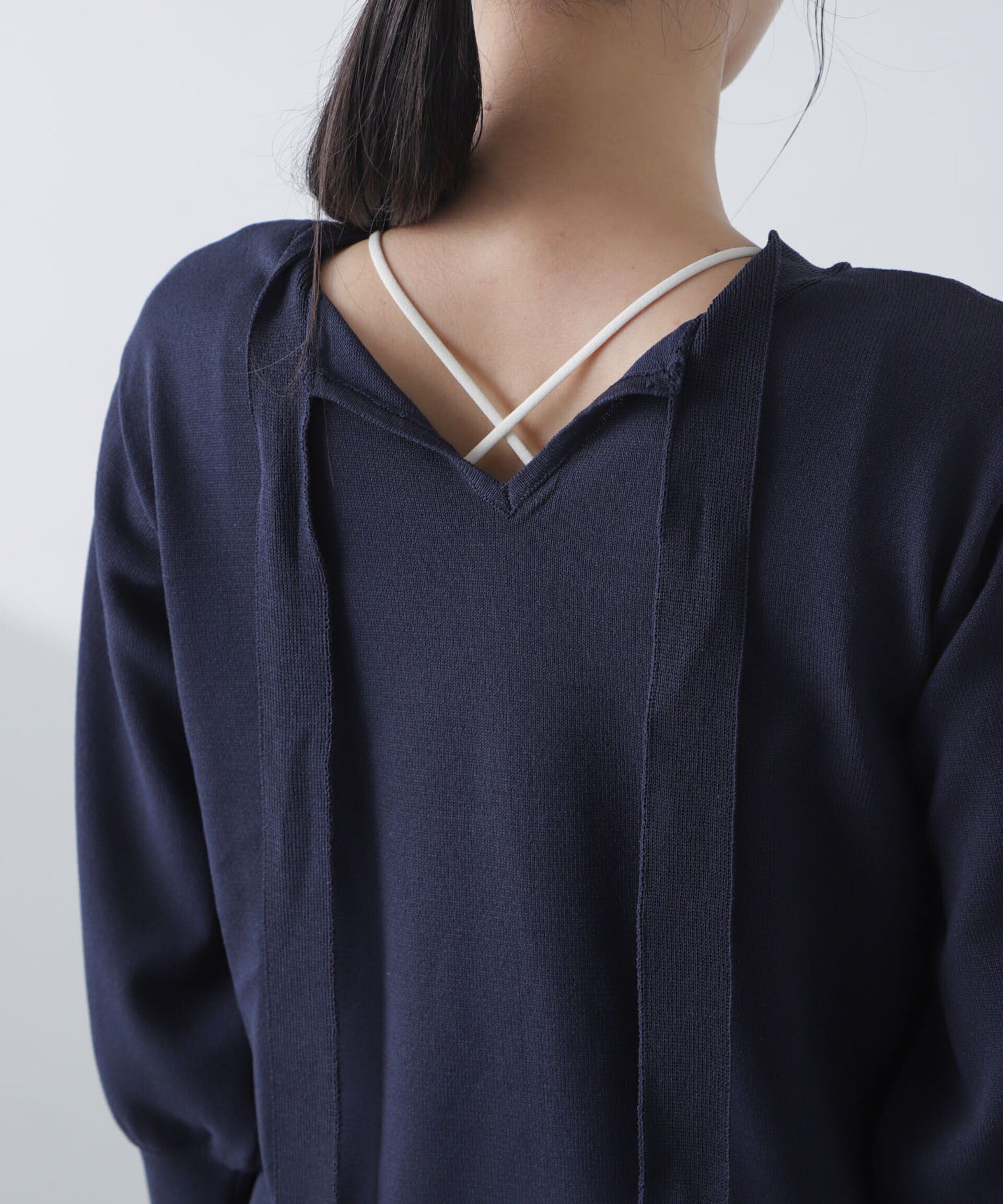 nano･universe「前後2wayボータイ半袖サマーニット」|ニット・セーター|