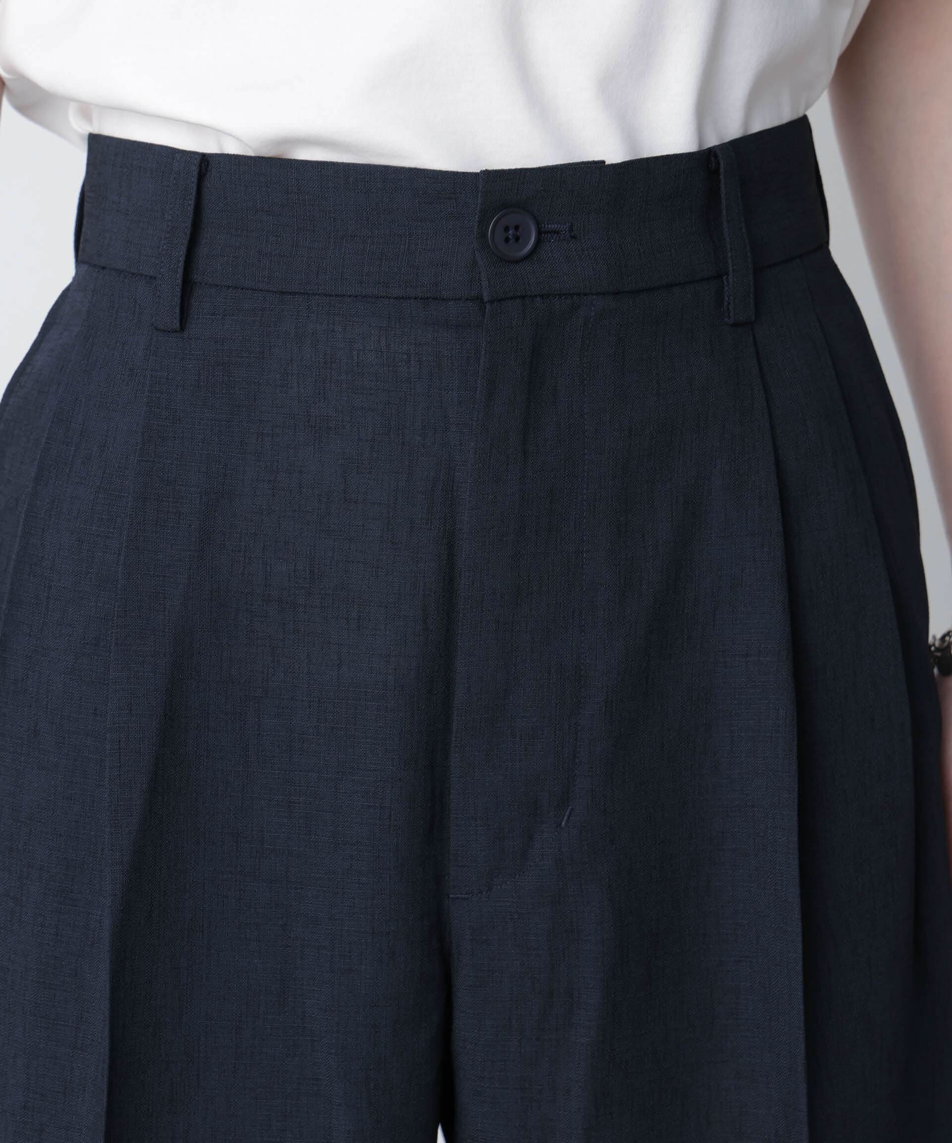 nano･universe「テックリネンリラックスタックテーパードパンツ（セットアップ可）」|チノ|