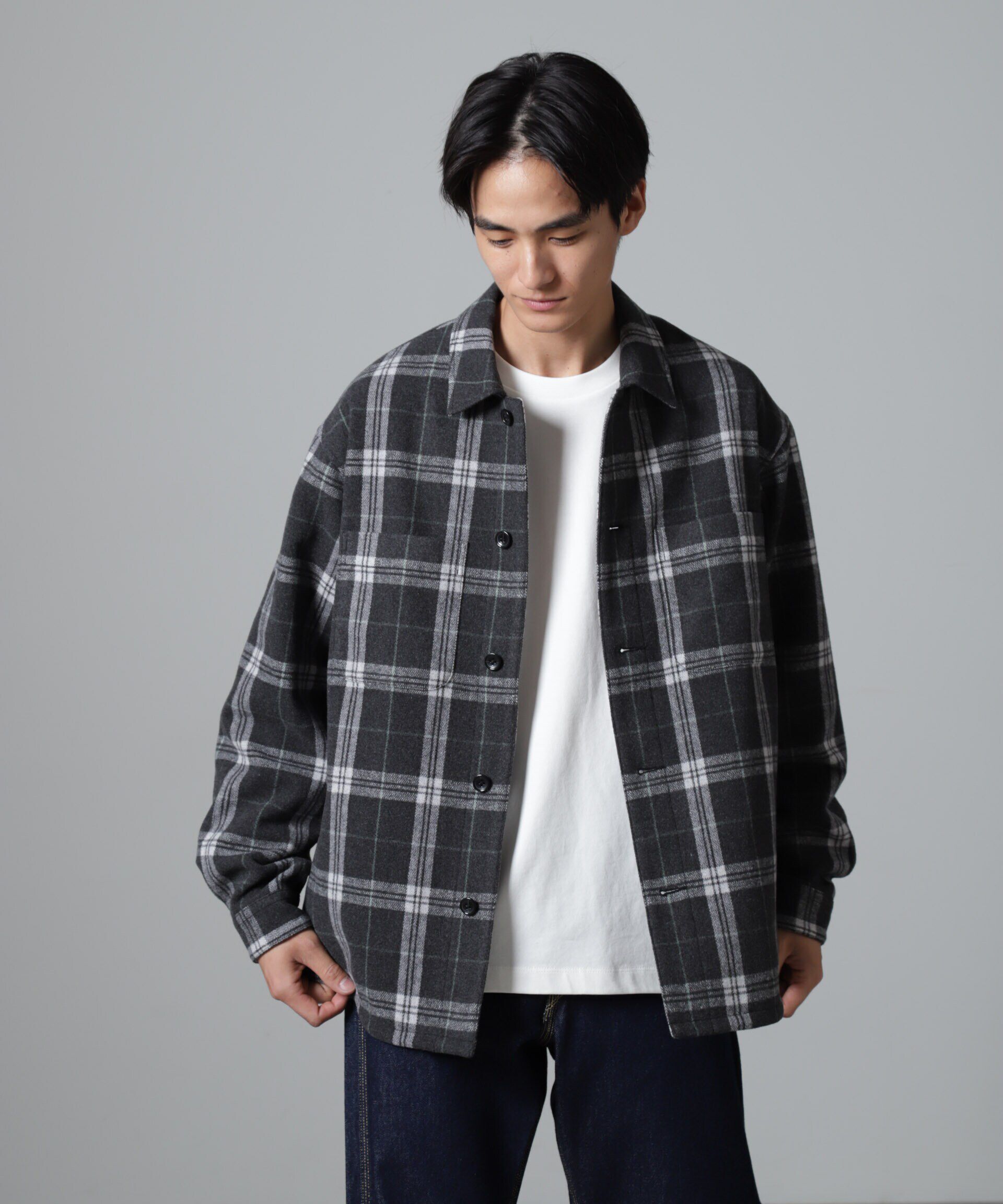 nano･universe「テックメルトン CPOパターンチェックシャツブルゾン」|ブルゾン・スタジャン|パターン21