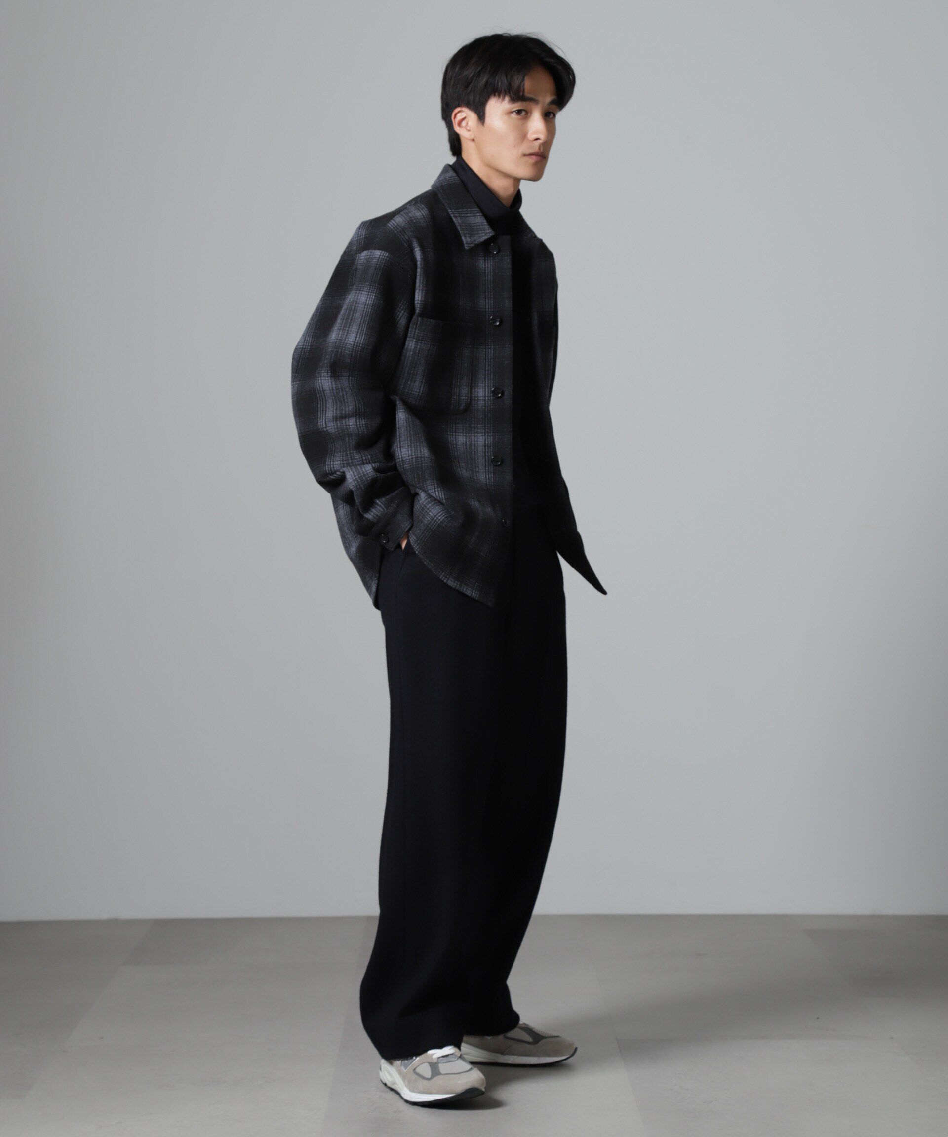 nano･universe「テックメルトン CPOパターンチェックシャツブルゾン」|ブルゾン・スタジャン|