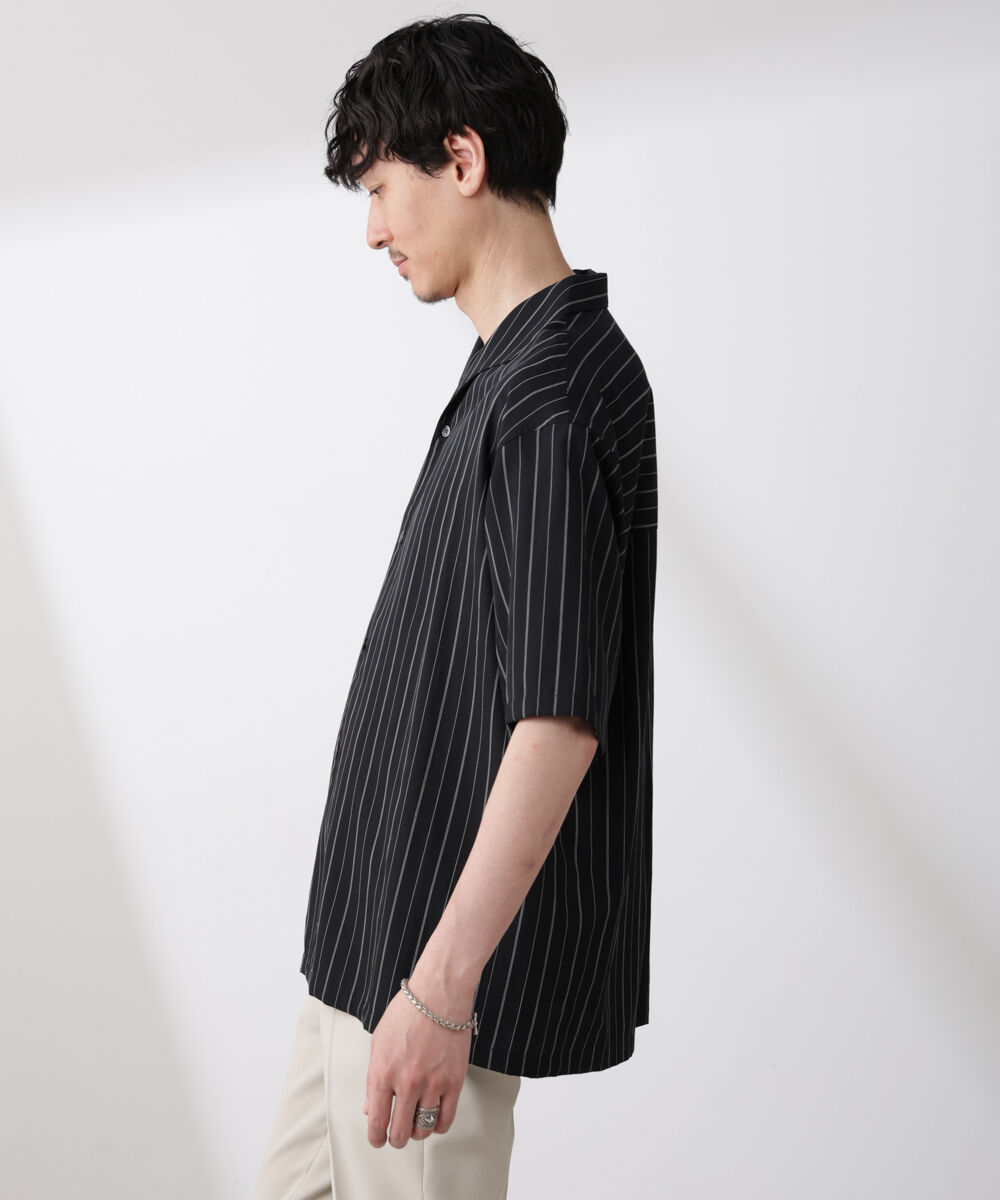 nano･universe「リネンブレンドピンストライプワイドカラーシャツ（セットアップ可)」|シャツ・ブラウス|