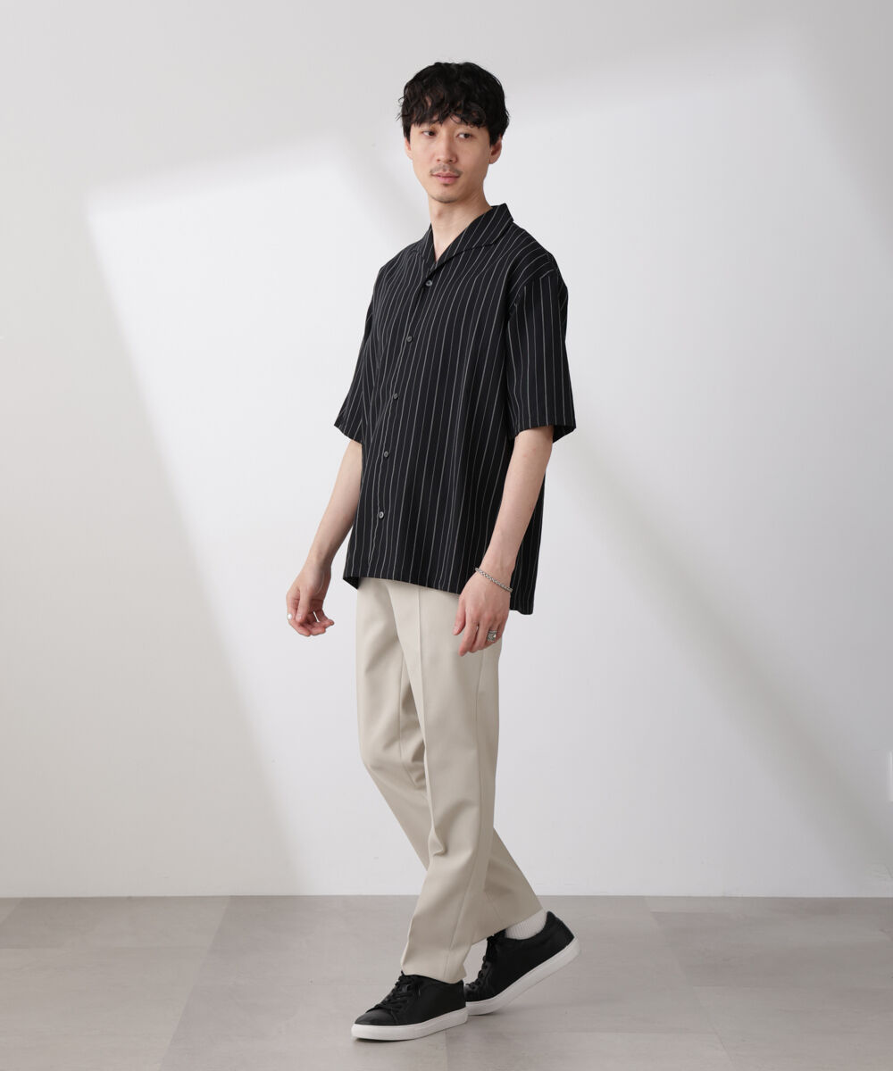 nano･universe「リネンブレンドピンストライプワイドカラーシャツ（セットアップ可)」|シャツ・ブラウス|
